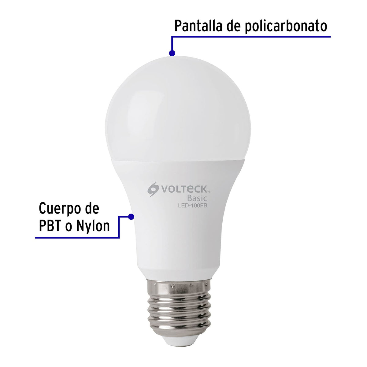 Foco LED 14W (75W) A19, 6500K blanca fría, 1150 lm, BASIC