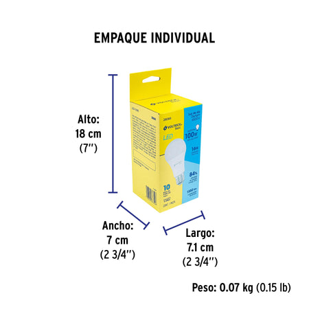 Foco LED 16W (100W) A22, 6500K blanca fría, 1550 lm, BASIC