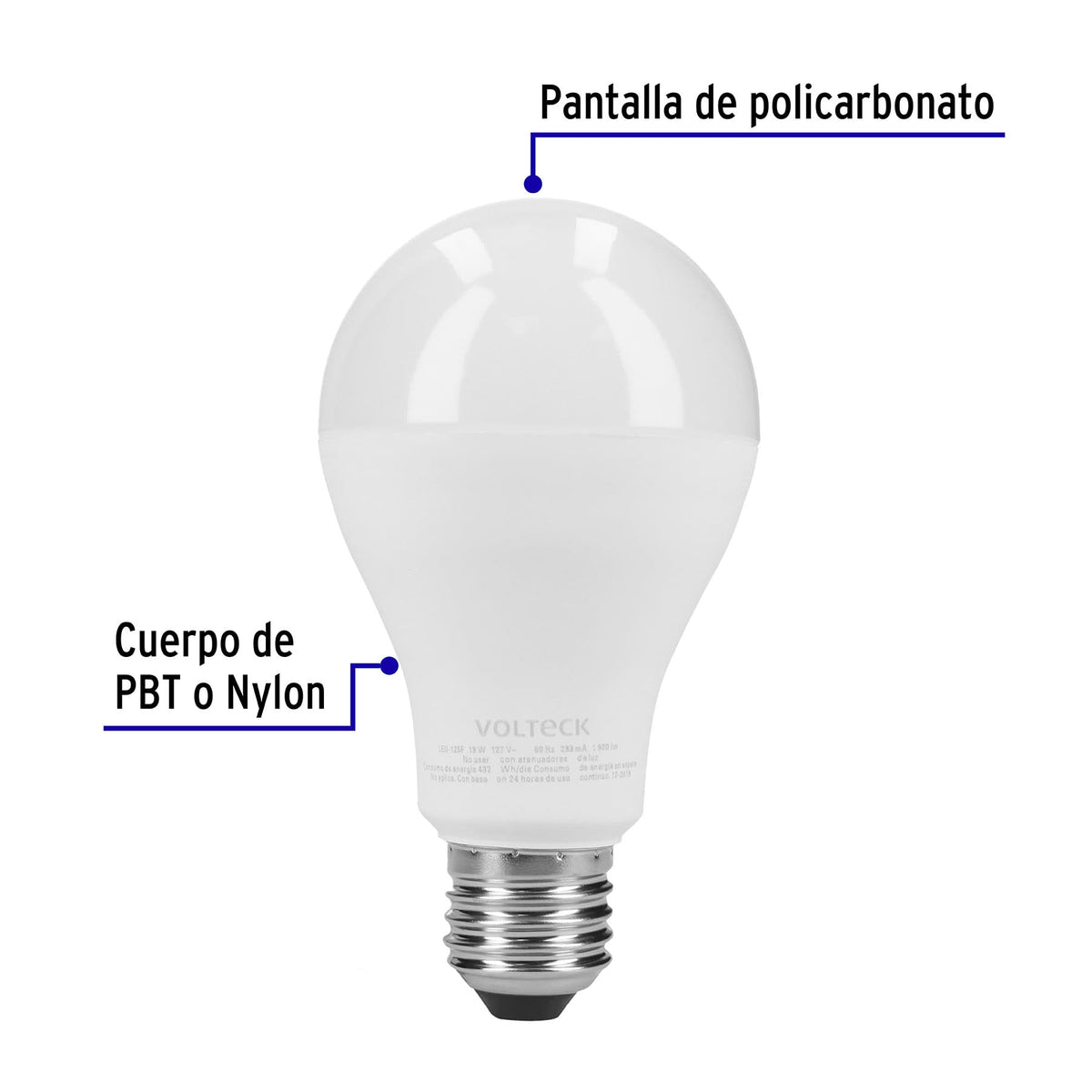 Pack 4 focos LED 18W (125W) A25 6500K blanca fria 1900 lm