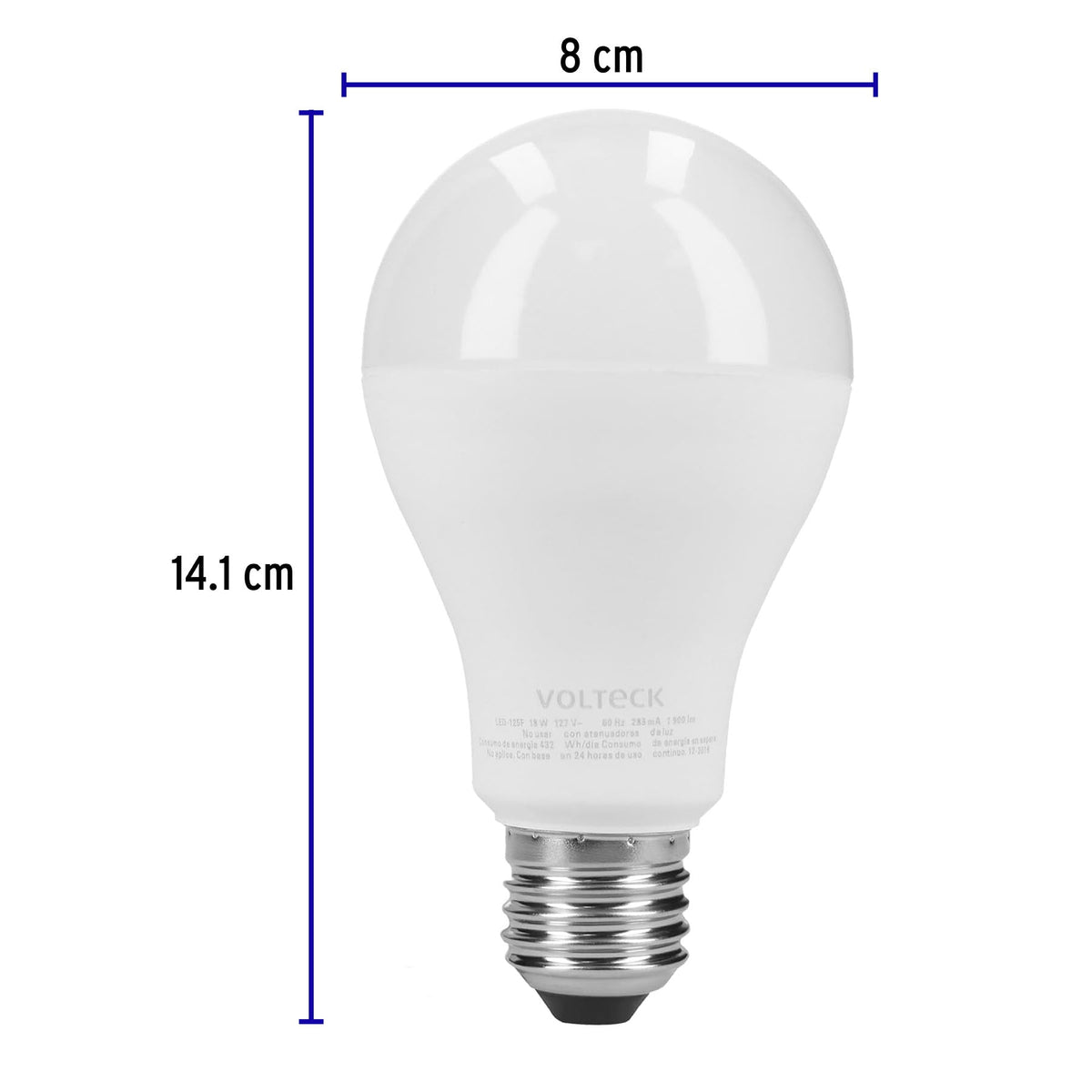 Pack 4 focos LED 18W (125W) A25 6500K blanca fria 1900 lm