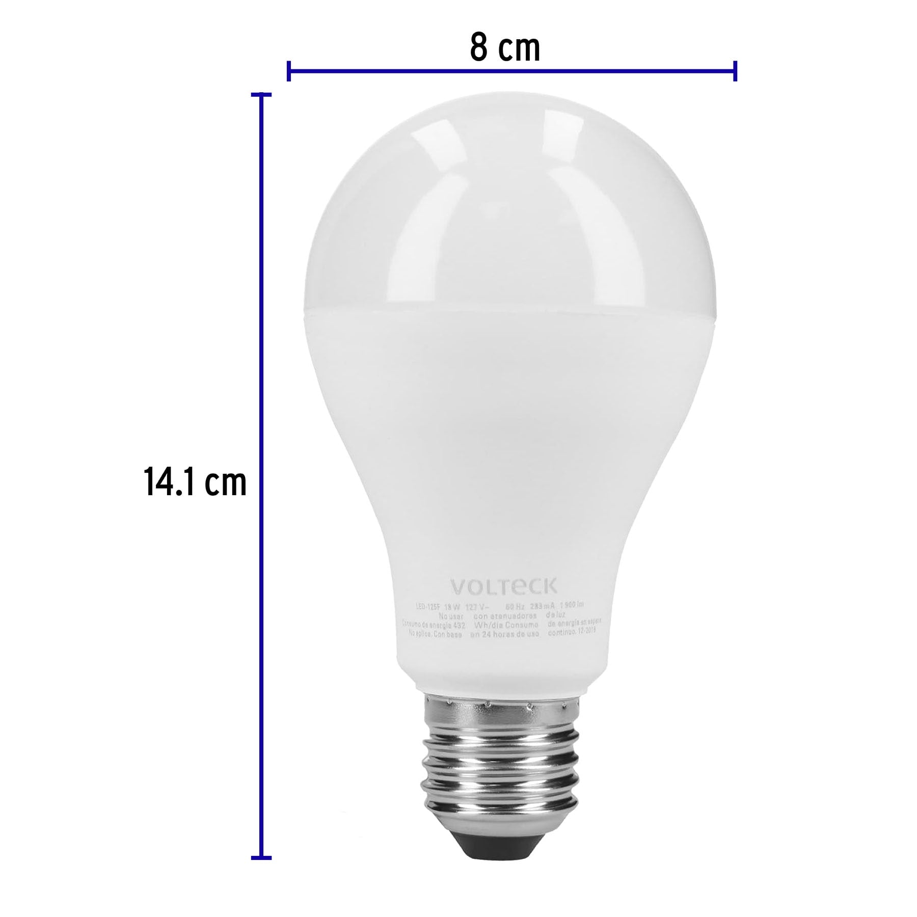 Pack 4 focos LED 18W (125W) A25 6500K blanca fria 1900 lm