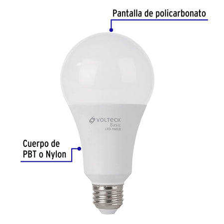 Foco LED 18W (125W) A25, 3000K blanca cálida, 1800 lm, BASIC