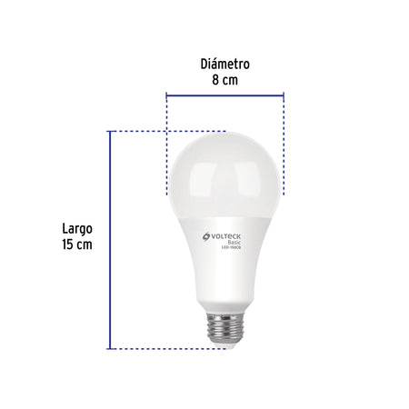 Foco LED 18W (125W) A25, 3000K blanca cálida, 1800 lm, BASIC