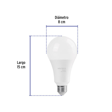 Foco LED 18W (125W) A25, 6500K blanca fría, 1800 lm, BASIC
