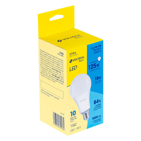 Foco LED 18W (125W) A25, 6500K blanca fría, 1800 lm, BASIC