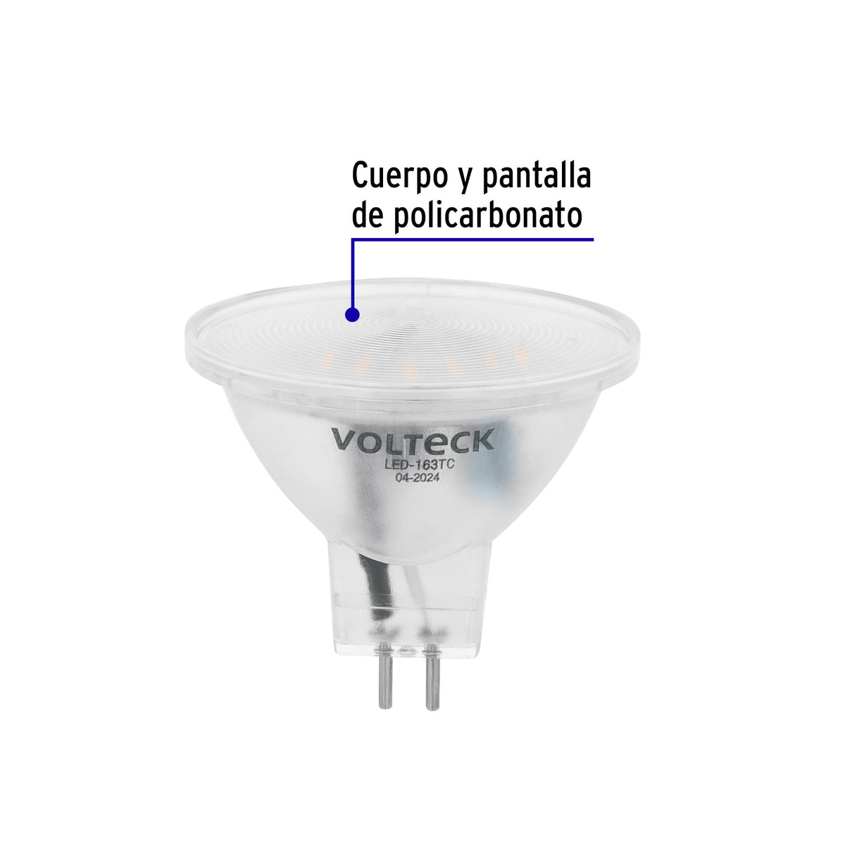 Lampara trans. de LED 3W MR16 base GU5.3 luz calida blister