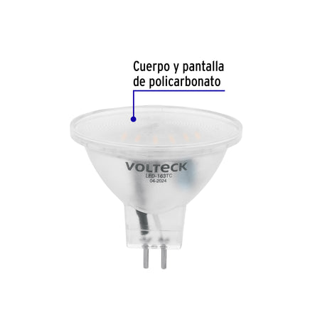 Lampara trans. de LED 3W MR16 base GU5.3 luz calida blister