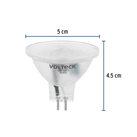 Lampara trans. de LED 3W MR16 base GU5.3 luz calida blister