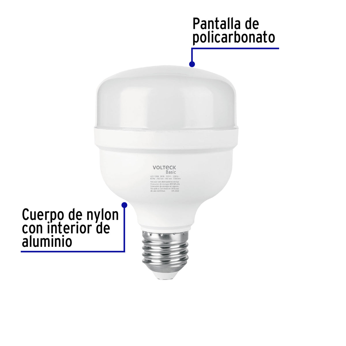 Foco LED alta potencia 20W (170W) 6500K blanca fria BASIC