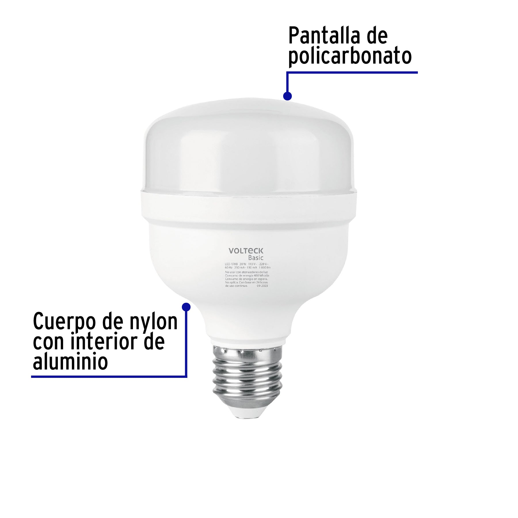 Foco LED alta potencia 20W (170W) 6500K blanca fria BASIC