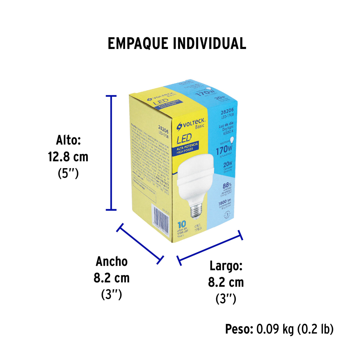 Foco LED alta potencia 20W (170W) 6500K blanca fria BASIC