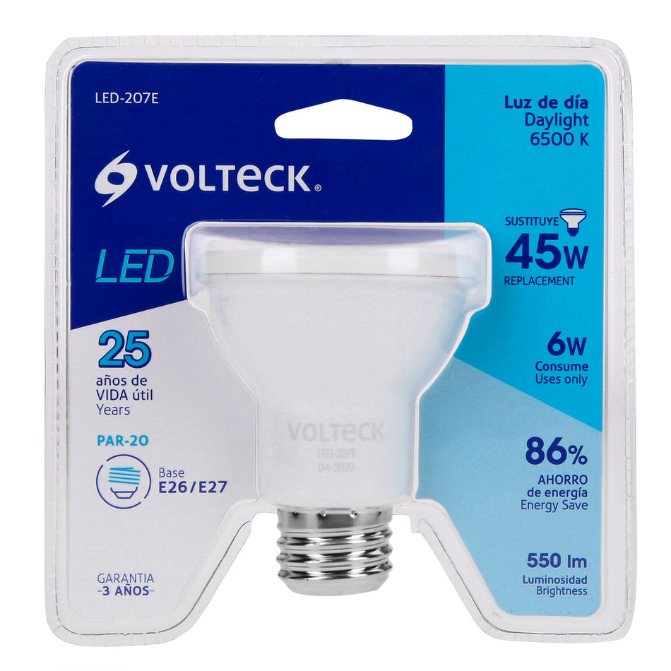 Foco LED 6 W tipo PAR20, 6500K blanca fría, VOLTECK