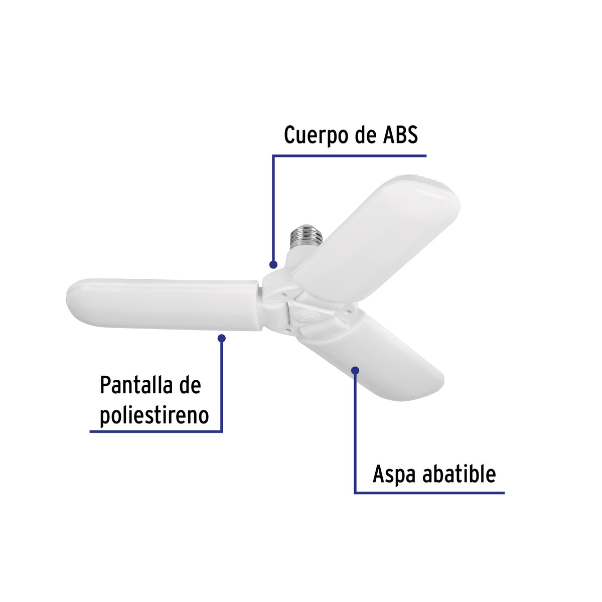 Lámpara LED tipo ventilador 24W, 3 aspas, 6500K, BASIC