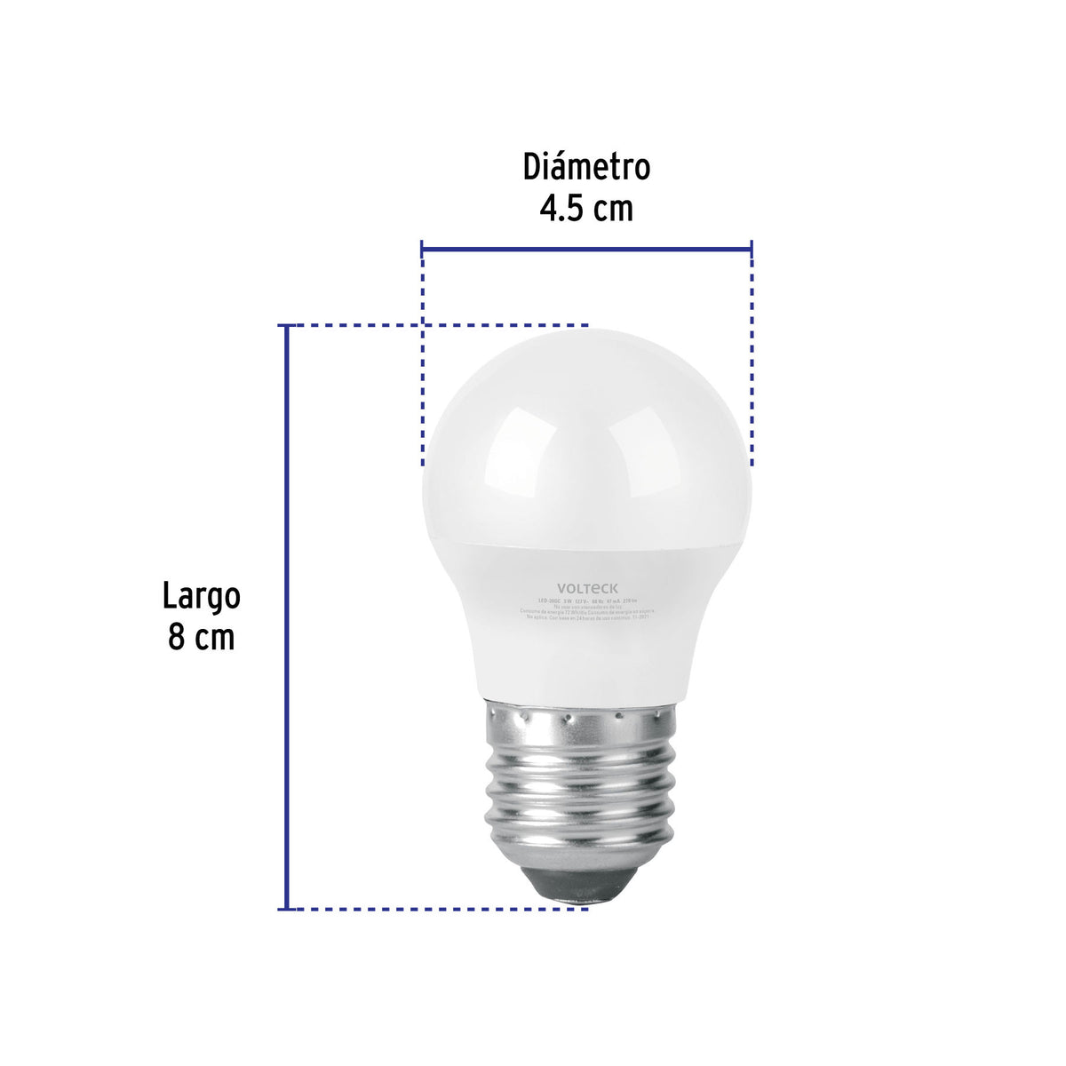 Foco LED 3W (25W) A19, 3000K blanca cálida, 270 lm, blíster