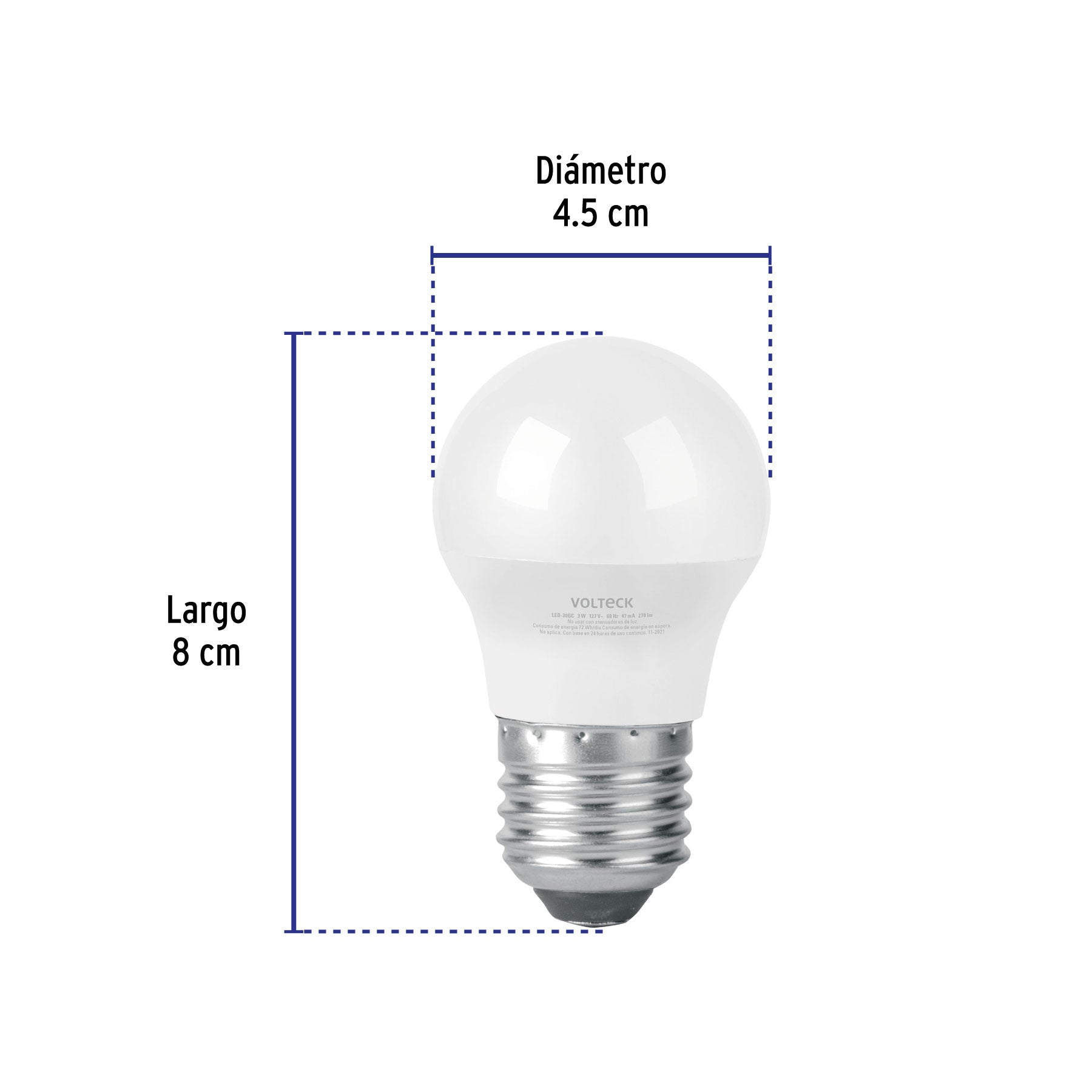 Foco LED 3W (25W) A19, 3000K blanca cálida, 270 lm, blíster