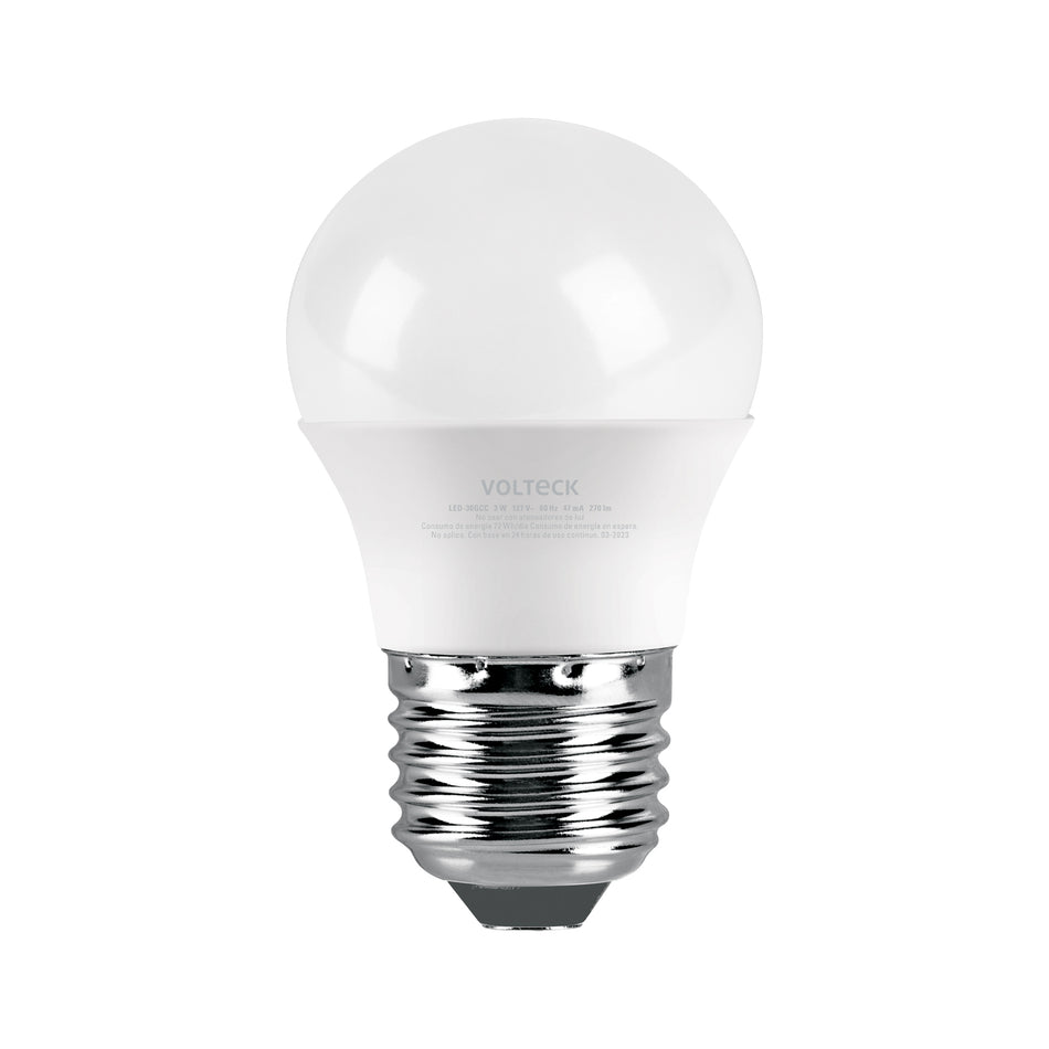 Foco LED 3W (25W) G45, 3000K blanca cálida, 270 lm, caja