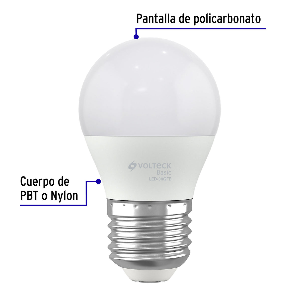 Foco LED 3W (25W) G45, 6500K blanca fría, 270 lm, BASIC