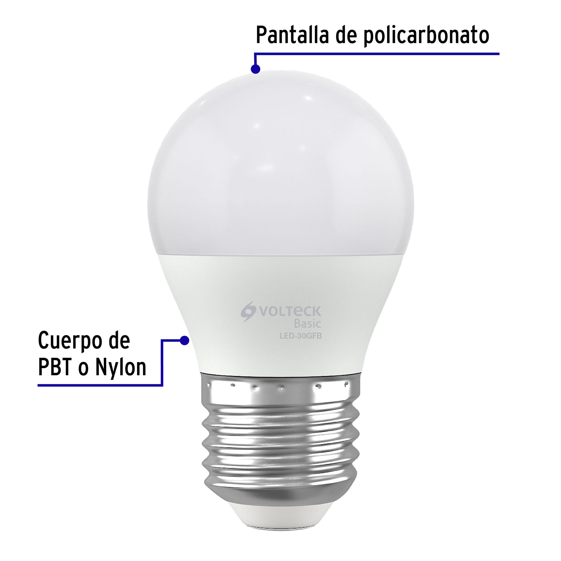 Foco LED 3W (25W) G45, 6500K blanca fría, 270 lm, BASIC
