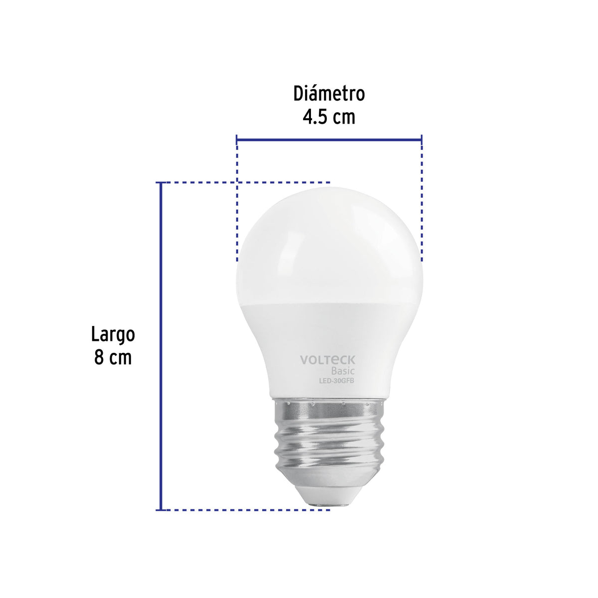 Foco LED 3W (25W) G45, 6500K blanca fría, 270 lm, BASIC