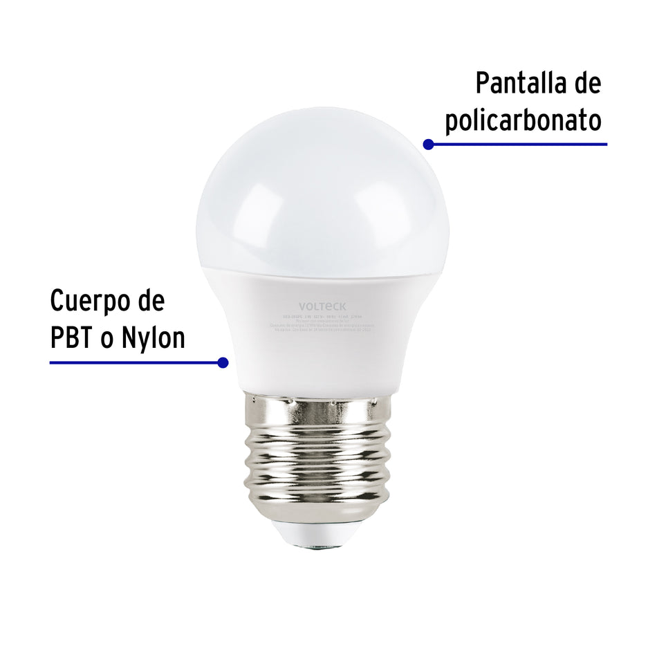 Foco LED 3W (25W) G45, 6500K blanca fría, 270 lm, caja