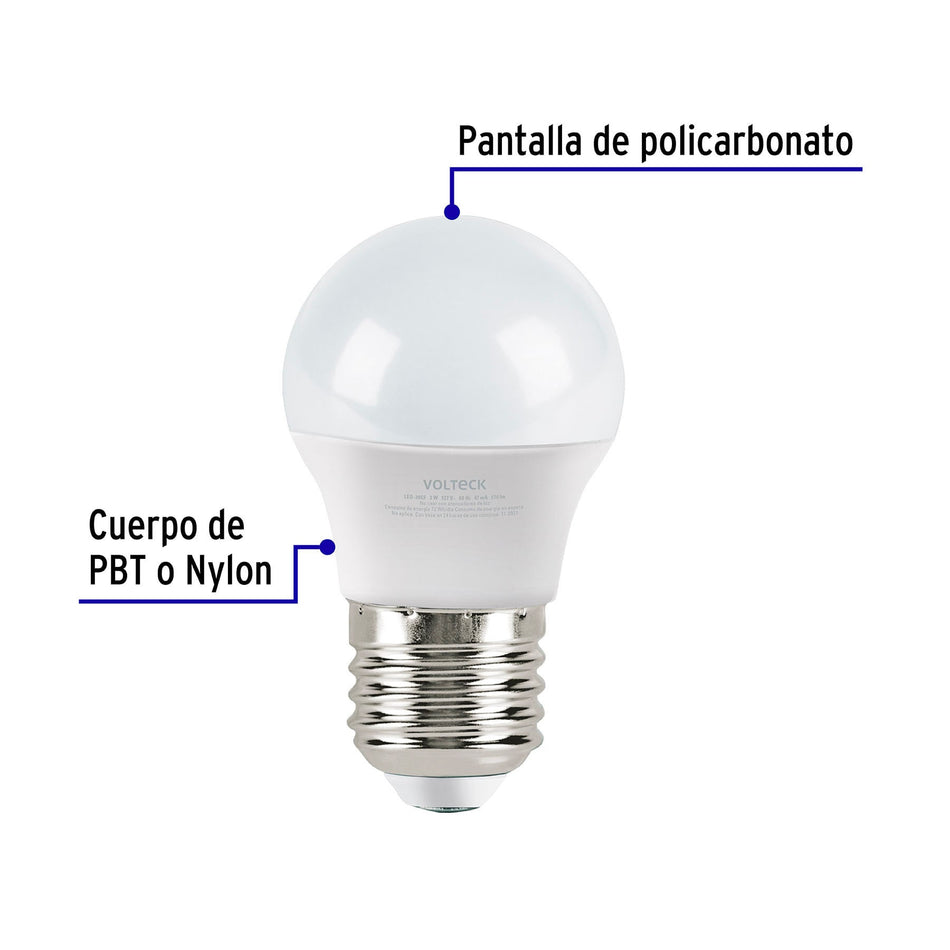 Pack 4 focos LED 3W (25W) G45, 6500K blanca fría, 270 lm