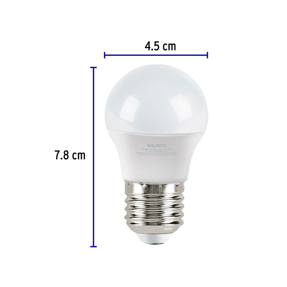 Pack 4 focos LED 3W (25W) G45, 6500K blanca fría, 270 lm