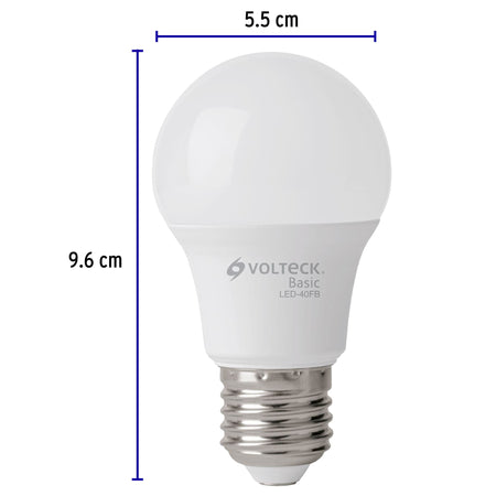 Pack 4 focos LED 6W (40W) A19, 6500K fría, 570 lm, BASIC