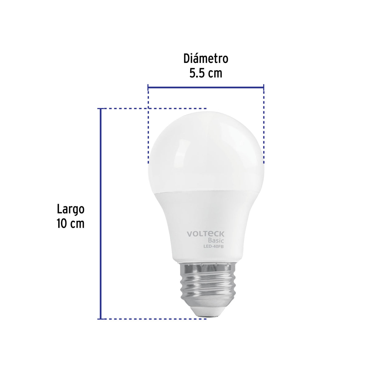 Foco LED 6W (40W) A19, 6500K blanca fría, 570 lm, BASIC
