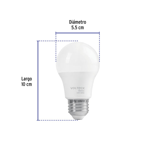 Foco LED 6W (40W) A19, 6500K blanca fría, 570 lm, BASIC