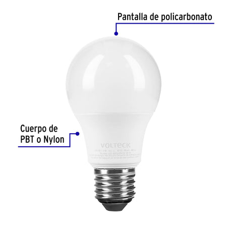 Foco LED 6W (40W) A19, 6500K blanca fría, 440 lm, caja