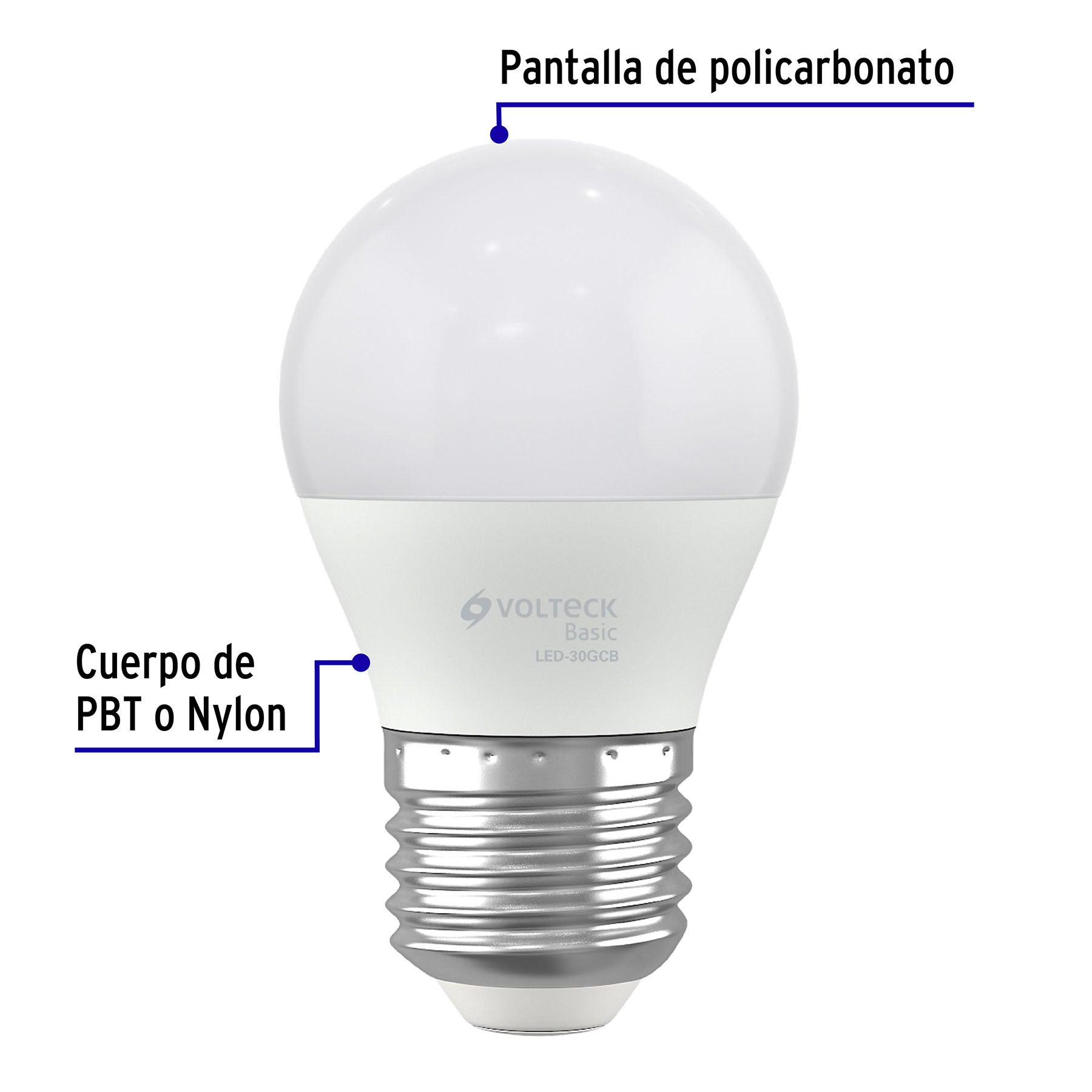 Foco LED 5W (40W) G45, 3000K blanca cálida, 450 lm, BASIC
