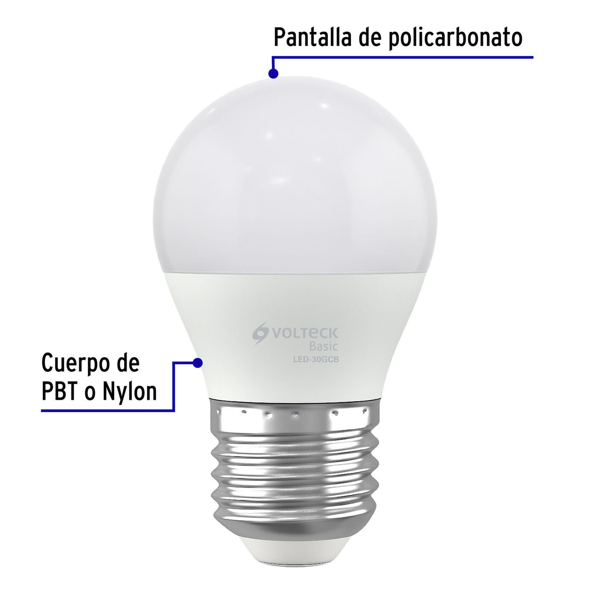 Foco LED 5W (40W) G45, 3000K blanca cálida, 450 lm, BASIC