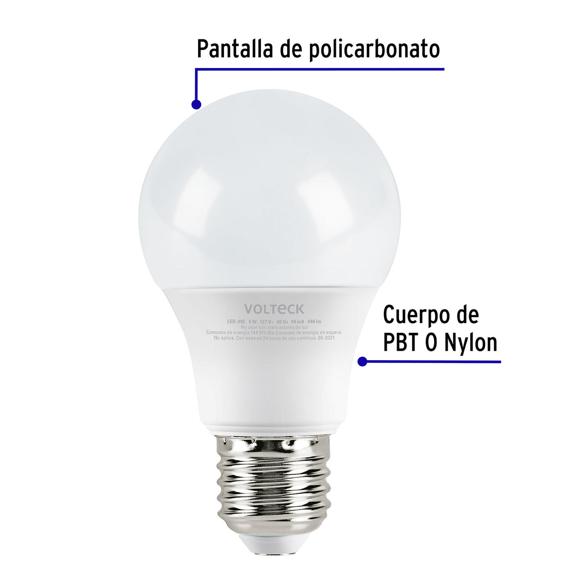 Foco LED 6W (40W) G45, 3000K blanca cálida, 550 lm, blíster