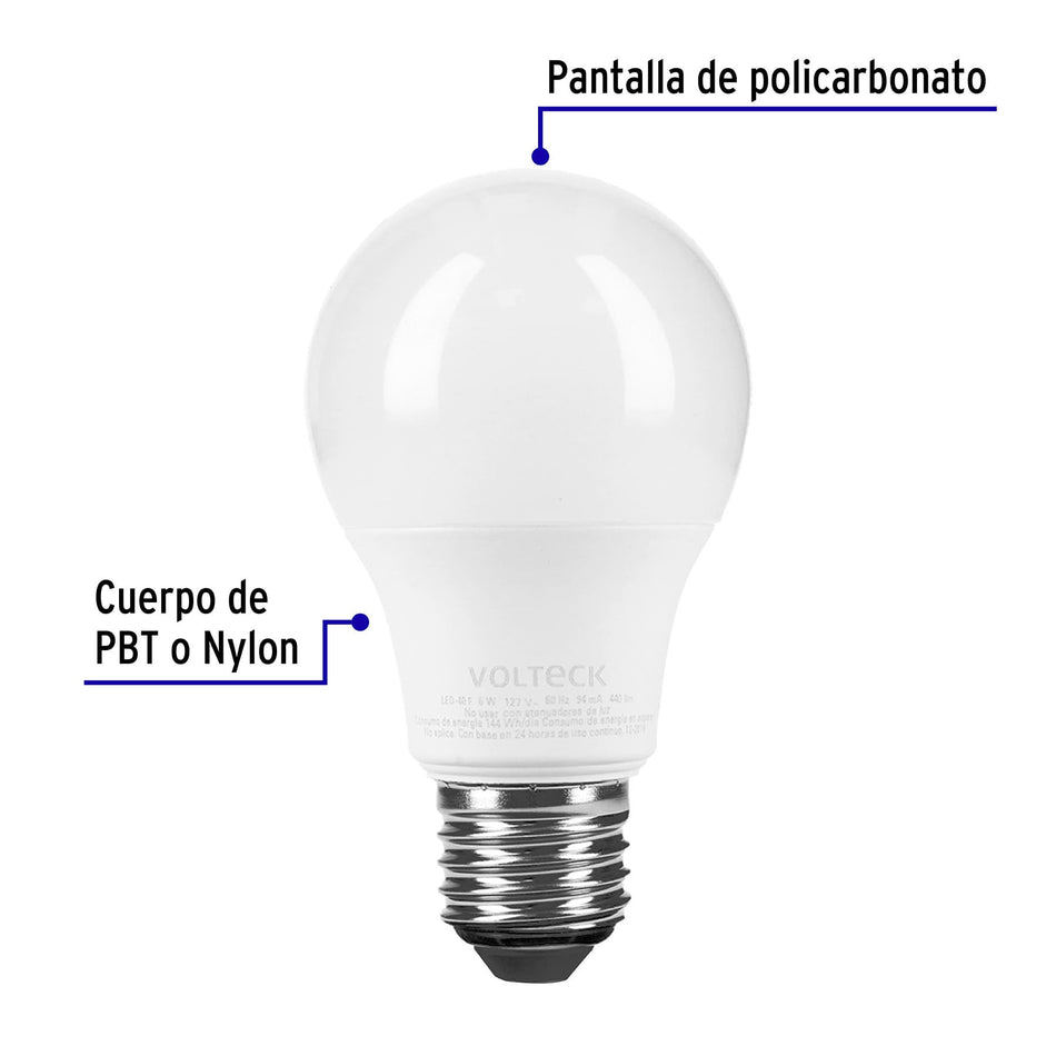 Foco LED 6W (40W) G45, 6500K blanca fría, 550 lm, blíster