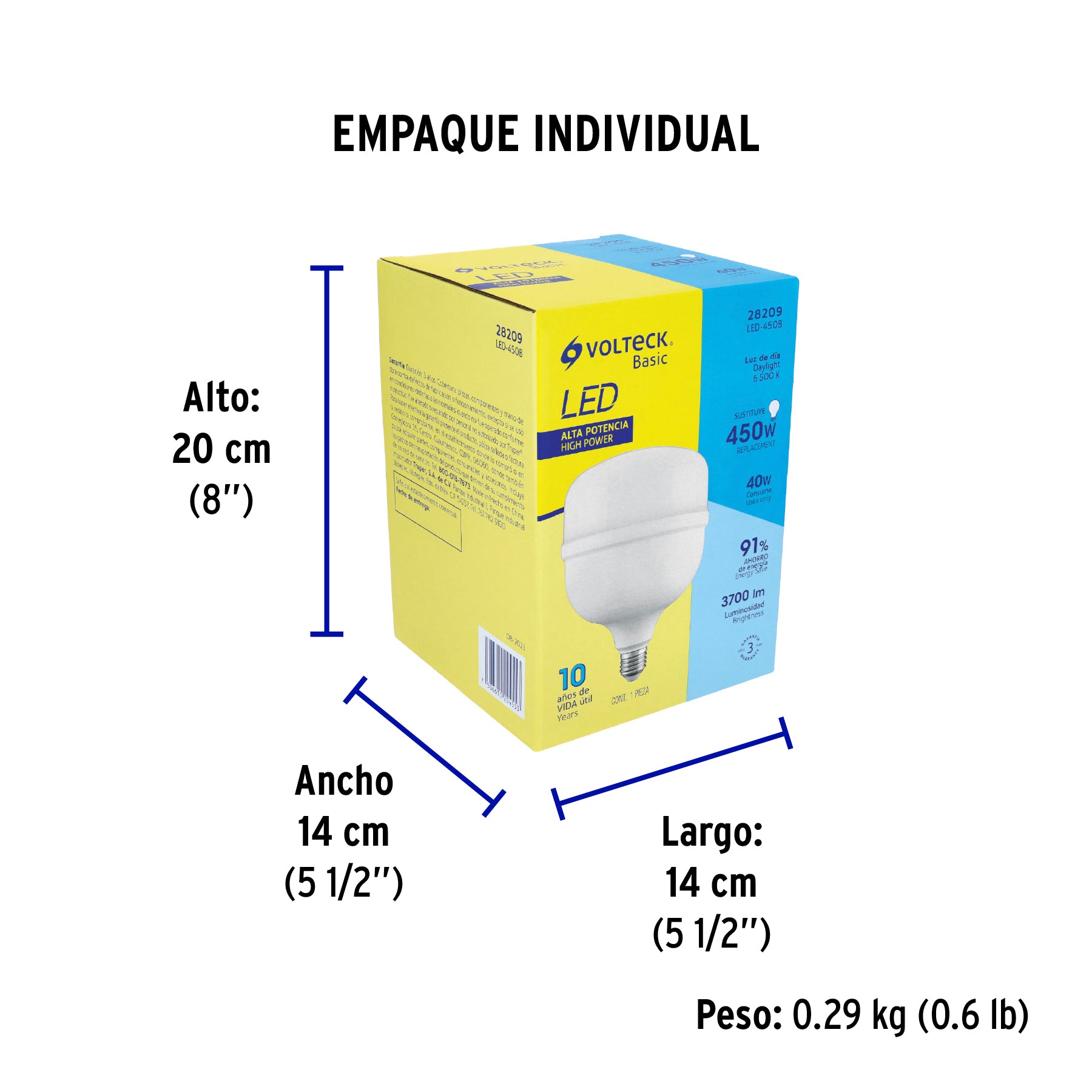 Foco LED alta potencia 40W (450W) 6500K blanca fria BASIC