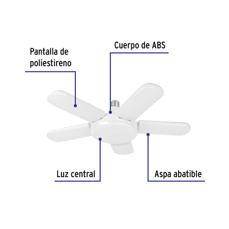 Lampara LED tipo ventilador 50W 5 aspas 6500K BASIC