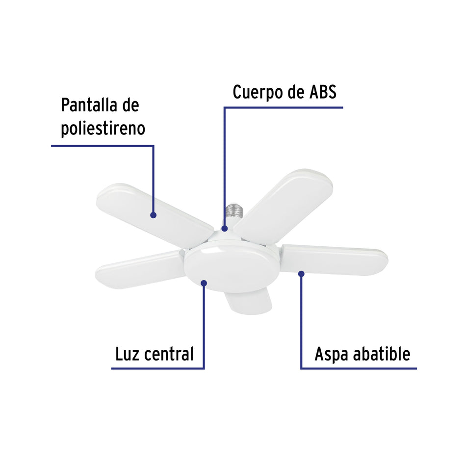 Lampara LED tipo ventilador 50W 5 aspas 6500K BASIC