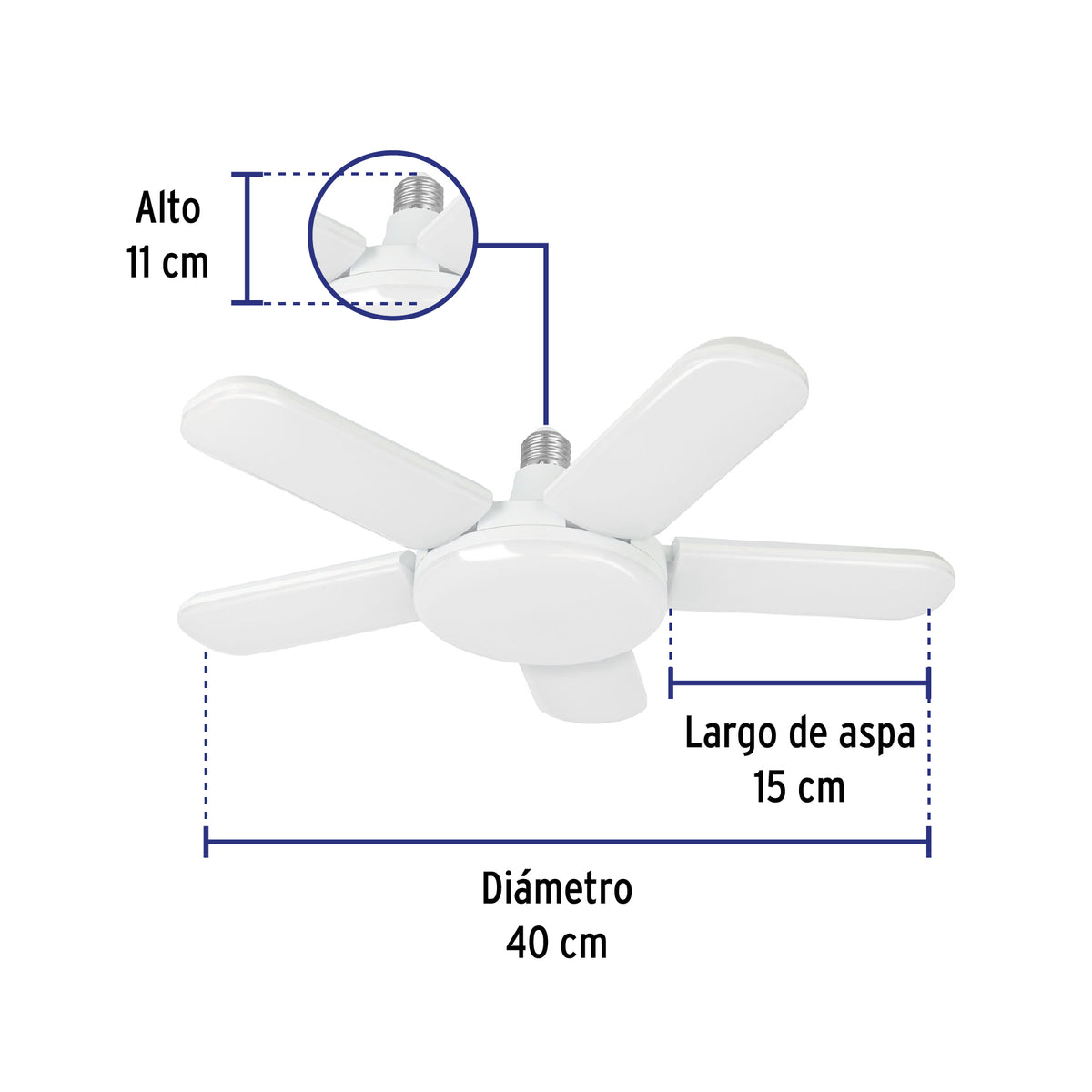 Lampara LED tipo ventilador 50W 5 aspas 6500K BASIC