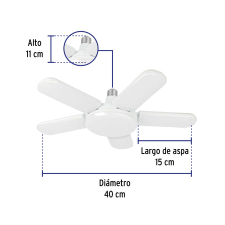 Lampara LED tipo ventilador 50W 5 aspas 6500K BASIC
