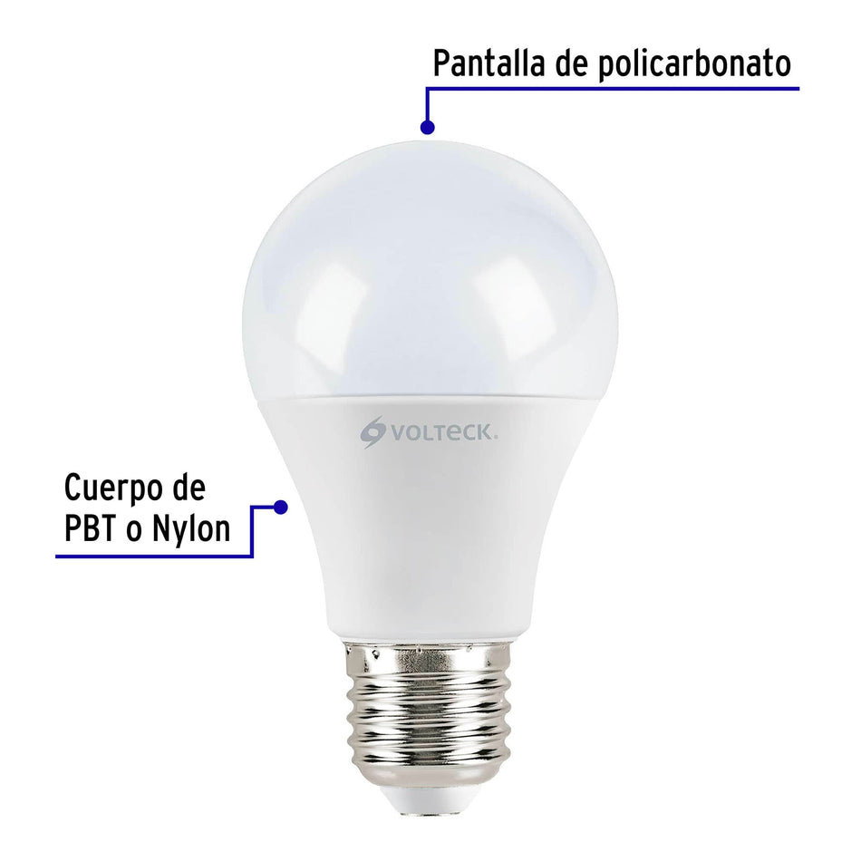 Pack 4 focos LED 9W (60W) A19, 3000K blanca cálida, 800 lm