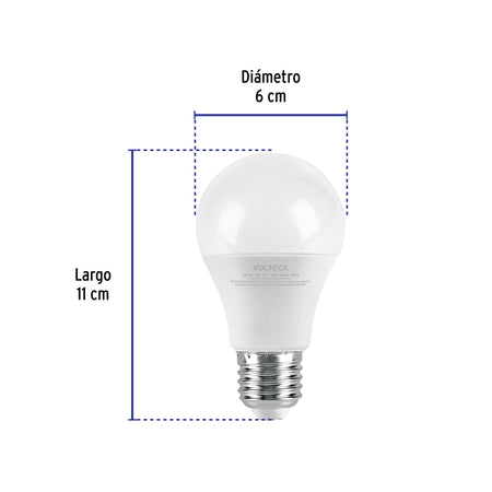 Foco LED 9W (60W) A19, 3000K blanca cálida, 800 lm, blíster