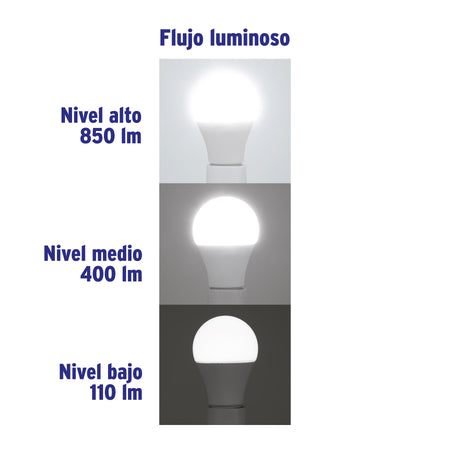 Foco LED 8W (60W) A19 6500K 3 niveles de luminosidad VOLTECK