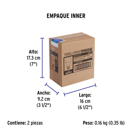 Foco LED 8W (60W) A19 6500K 3 niveles de luminosidad VOLTECK