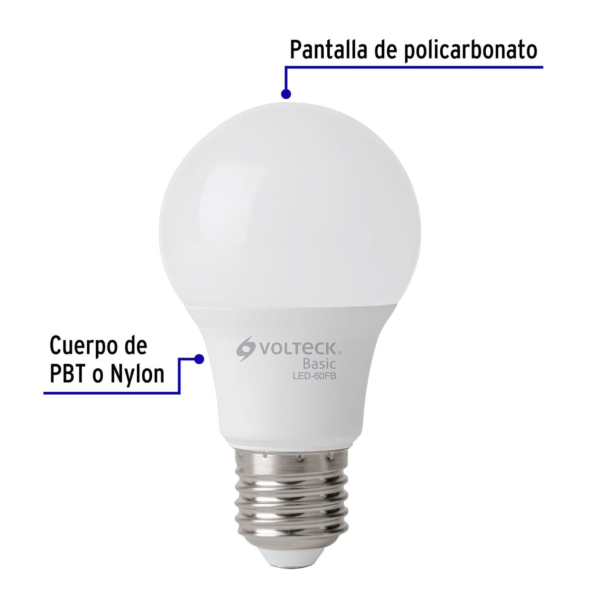 Pack 4 focos LED 8W (60W) A19, 6500K fría, 790 lm, BASIC