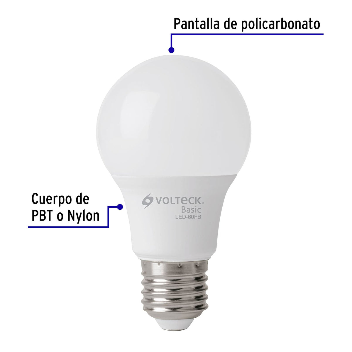 Foco LED 8W (60W) A19, 6500K blanca fría, 790 lm, BASIC