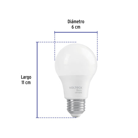 Foco LED 8W (60W) A19, 6500K blanca fría, 790 lm, BASIC