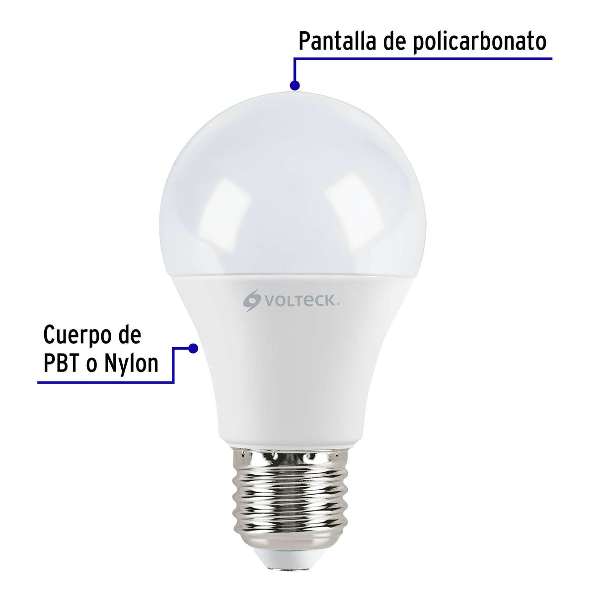 Pack 4 focos LED 9W (60W) A19, 6500K blanca fría, 800 lm