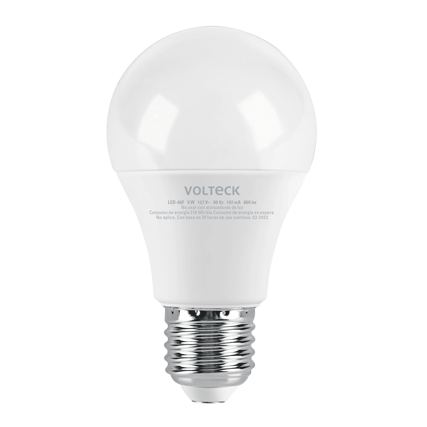 Foco LED 9W (60W) A19, 6500K blanca fría, 800 lm, blíster