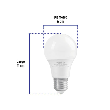 Foco LED 9W (60W) A19, 6500K blanca fría, 800 lm, blíster