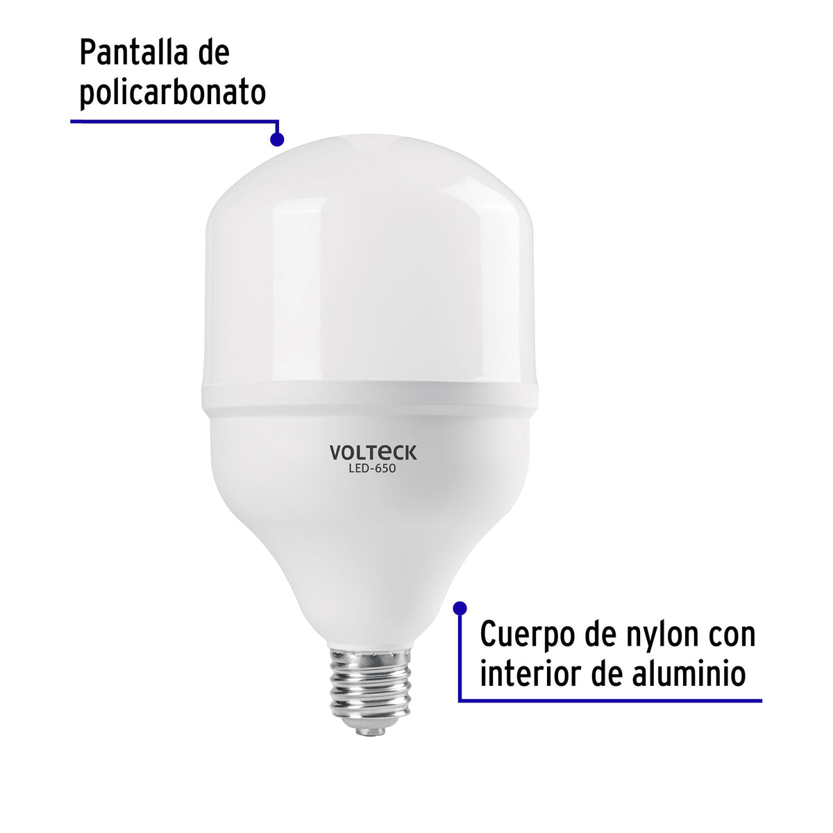 Foco LED alta potencia 60W (650W) 6500K blanca fría, E39